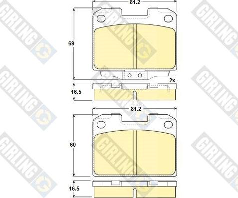 Girling 6131049 - Тормозные колодки, дисковые, комплект autodnr.net