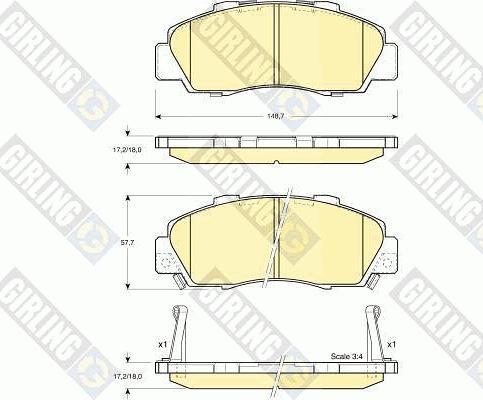 Girling 6131969 - Тормозные колодки, дисковые, комплект avtokuzovplus.com.ua