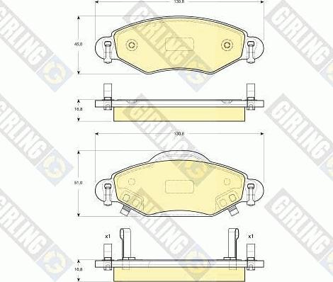 Girling 6133244 - Гальмівні колодки, дискові гальма autocars.com.ua