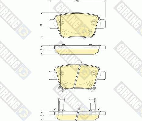 Girling 6133374 - Гальмівні колодки, дискові гальма autocars.com.ua