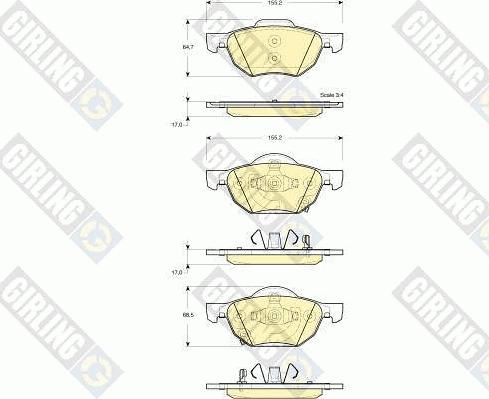 GIRLING 6133559 - Тормозные колодки, дисковые, комплект avtokuzovplus.com.ua