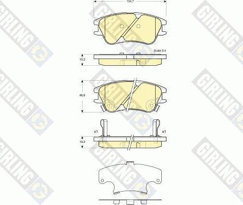 Girling 6133779 - Гальмівні колодки, дискові гальма autocars.com.ua