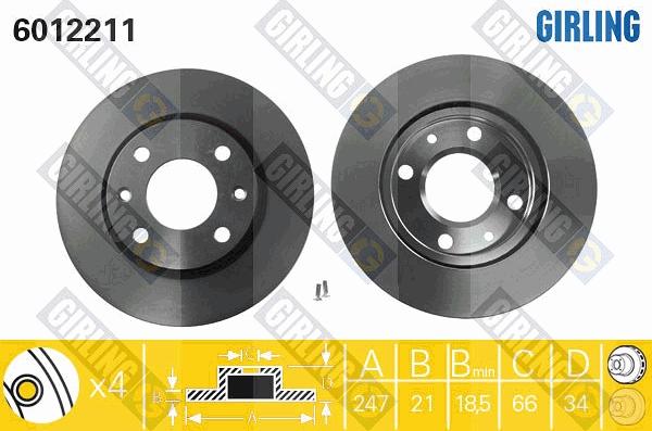 Girling 6410242 - Комплект гальм, дисковий гальмівний механізм autocars.com.ua