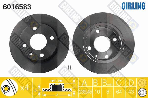 Girling 6410302 - Дисковый тормозной механизм, комплект avtokuzovplus.com.ua