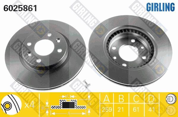 Girling 6411714 - Комплект гальм, дисковий гальмівний механізм autocars.com.ua