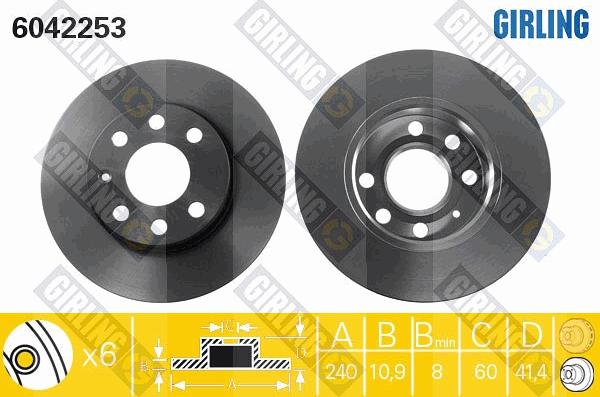 Girling 6411621 - Комплект гальм, дисковий гальмівний механізм autocars.com.ua