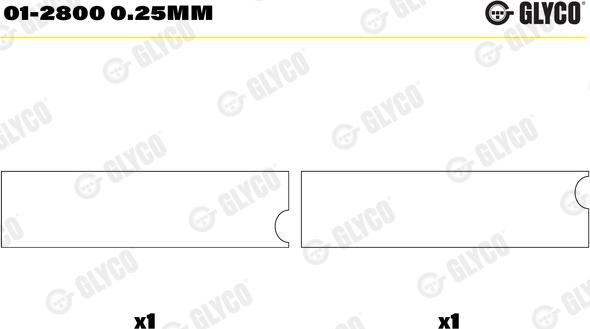 Glyco 01-2800 0.25mm - Шатунный подшипник avtokuzovplus.com.ua