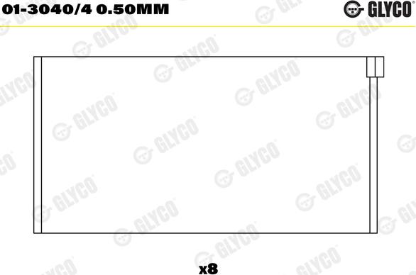 Glyco 01-3040/4 0.50mm - шатуни підшипник autocars.com.ua