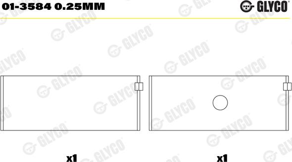 Glyco 01-3584 0.25mm - Шатунный подшипник avtokuzovplus.com.ua