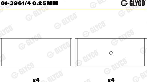 Glyco 01-3961/4 0.25MM - Шатунный подшипник avtokuzovplus.com.ua