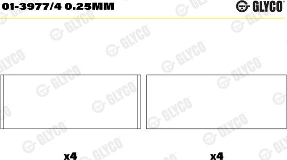 Glyco 01-3977/4 0.25mm - шатуни підшипник autocars.com.ua