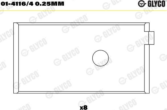 Glyco 01-4116/4 0.25mm - шатуни підшипник autocars.com.ua