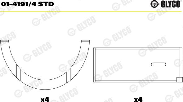 Glyco 01-4191/4 STD - Шатунный подшипник avtokuzovplus.com.ua