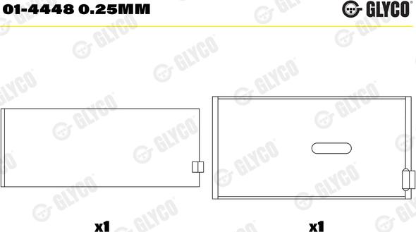 Glyco 01-4448 0.25mm - шатуни підшипник autocars.com.ua