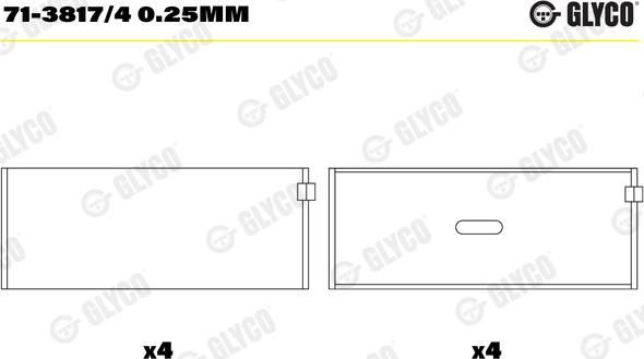 Glyco 71-3817/4 0.25mm - шатуни підшипник autocars.com.ua