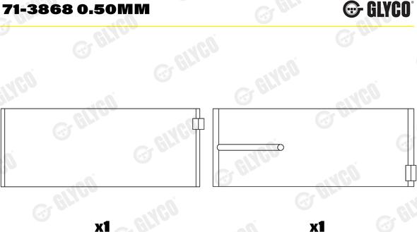 Glyco 71-3868 0.50mm - шатуни підшипник autocars.com.ua