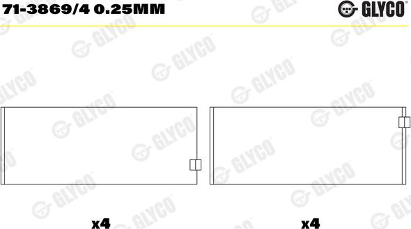 Glyco 71-3869/4 0.25MM - шатуни підшипник autocars.com.ua