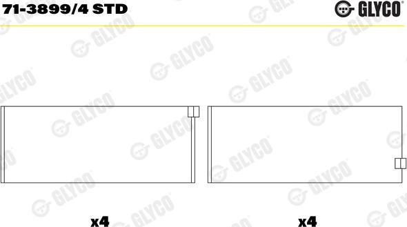 Glyco 71-3899/4 STD - Шатунный подшипник avtokuzovplus.com.ua