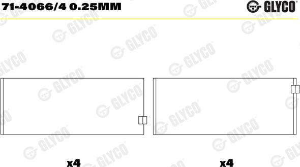 Glyco 71-4066/4 0.25mm - Вкладиші шатунні FORD PL 0.25 2.0TD Dura Torg 00-вир-во GLYCO autocars.com.ua