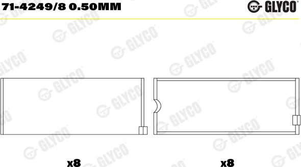 Glyco 71-4249/8 0.50mm - шатуни підшипник autocars.com.ua