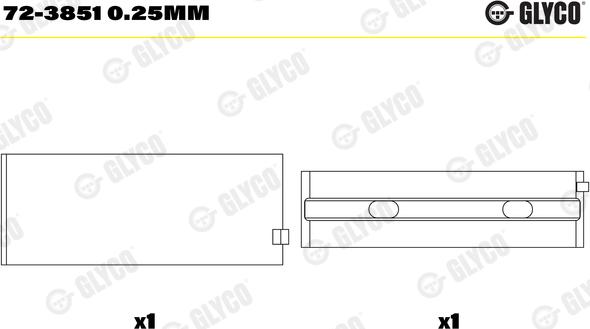 Glyco 72-3851 0.25mm - Підшипник коленвала autocars.com.ua