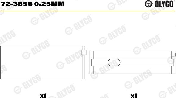 Glyco 72-3856 0.25mm - Підшипник коленвала autocars.com.ua