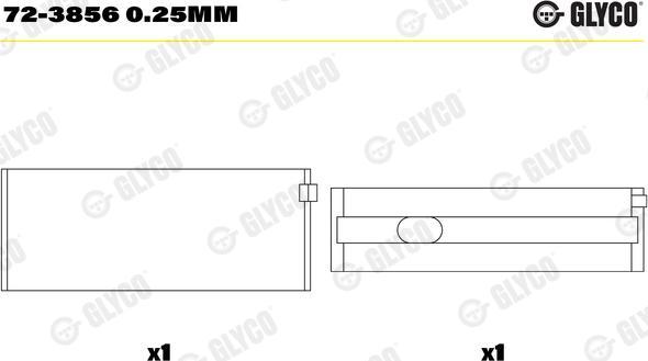 Glyco 72-3856 0.25 - Подшипник коленвала avtokuzovplus.com.ua