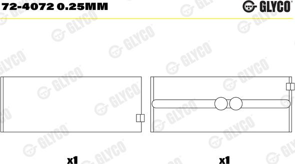 Glyco 72-4072 0.25mm - Підшипник коленвала autocars.com.ua