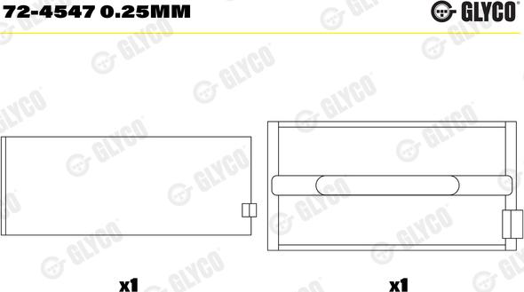 Glyco 72-4547 0.25mm - Підшипник коленвала autocars.com.ua