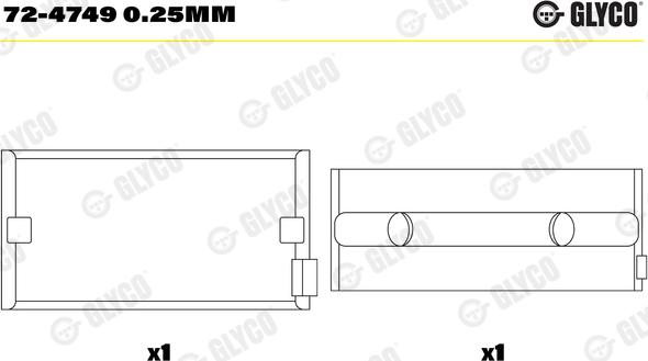 Glyco 72-4749 0.25mm - Підшипник коленвала autocars.com.ua