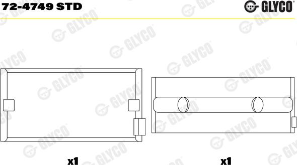 Glyco 72-4749 STD - Підшипник коленвала autocars.com.ua