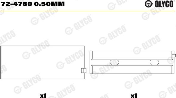 Glyco 72-4760 0.50mm - Підшипник коленвала autocars.com.ua