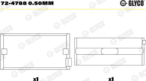 Glyco 72-4788 0.50mm - Підшипник коленвала autocars.com.ua