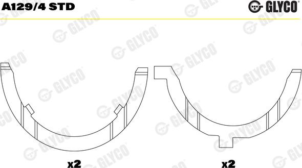 Glyco A129/4 STD - Вкладыши полумесяца к-т. 4шт autocars.com.ua