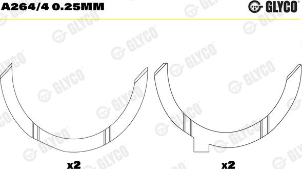 Glyco A264/4 0.25mm - Дистанційна шайба, колінчастий вал autocars.com.ua