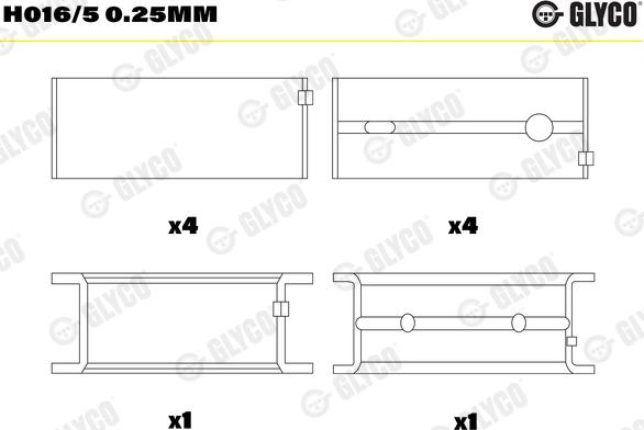 Glyco H016/5 0.25mm - Подшипник коленвала avtokuzovplus.com.ua