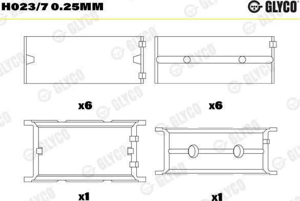 Glyco H023/7 0.25mm - Подшипник коленвала avtokuzovplus.com.ua