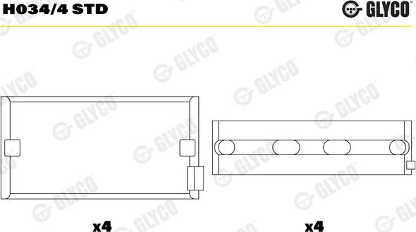 Glyco H034/4 STD - Подшипник коленвала avtokuzovplus.com.ua