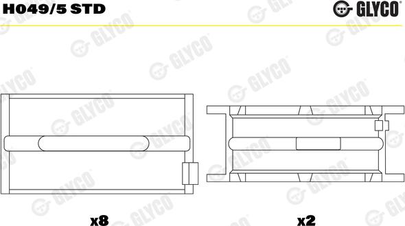 Glyco H049/5 STD - Підшипник коленвала autocars.com.ua