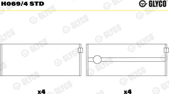 Glyco H069/4 STD - Подшипник коленвала avtokuzovplus.com.ua