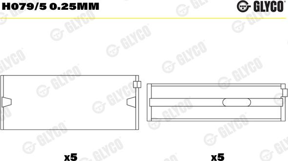 Glyco H079/5 0.25mm - Подшипник коленвала avtokuzovplus.com.ua