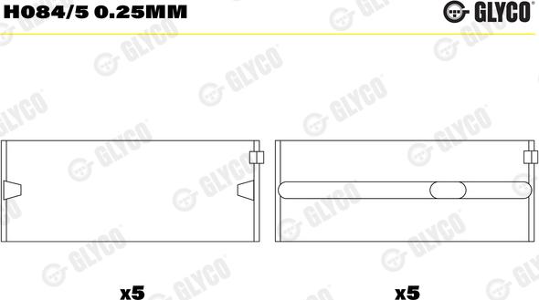 Glyco H084/5 0.25mm - Подшипник коленвала avtokuzovplus.com.ua