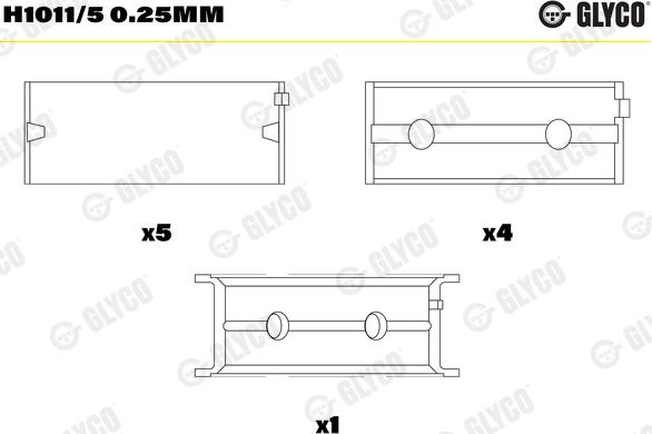 Glyco H1011/5 0.25mm - Підшипник коленвала autocars.com.ua