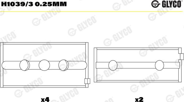 Glyco H1039/3 0.25mm - Подшипник коленвала avtokuzovplus.com.ua