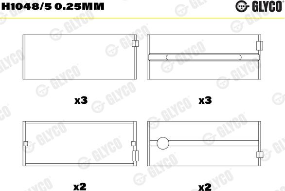 Glyco H1048/5 0.25mm - Підшипник коленвала autocars.com.ua