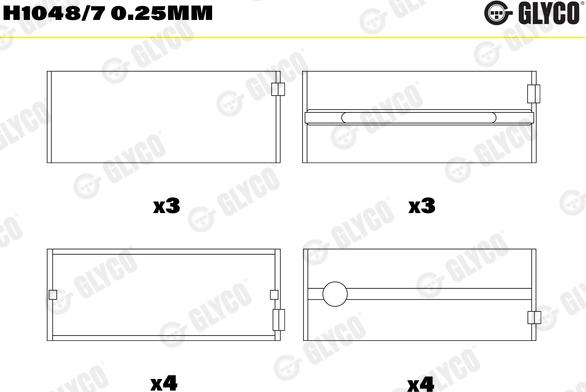 Glyco H1048/7 0.25mm - Підшипник коленвала autocars.com.ua