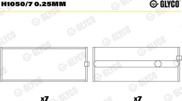 Glyco H1050/7 0.25mm - Підшипник коленвала autocars.com.ua