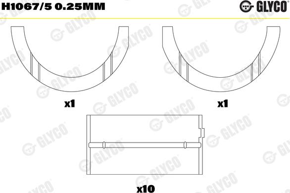 Glyco H1067/5 0.25mm - Підшипник коленвала autocars.com.ua