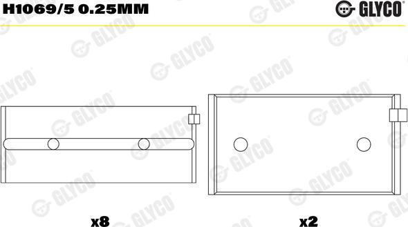 Glyco H1069/5 0.25mm - Підшипник коленвала autocars.com.ua