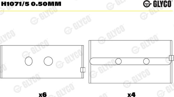 Glyco H1071/5 0.50mm - Подшипник коленвала avtokuzovplus.com.ua